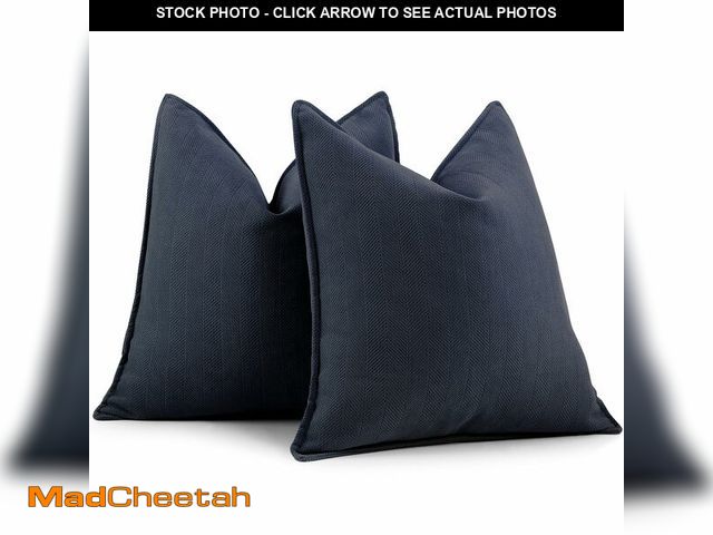 Lot 74-12719413 - ZWJD Navy Pillow Covers 26x26 Set of 2 Chenille Throw Pillow Covers with Elegant Design Soft and Lux...