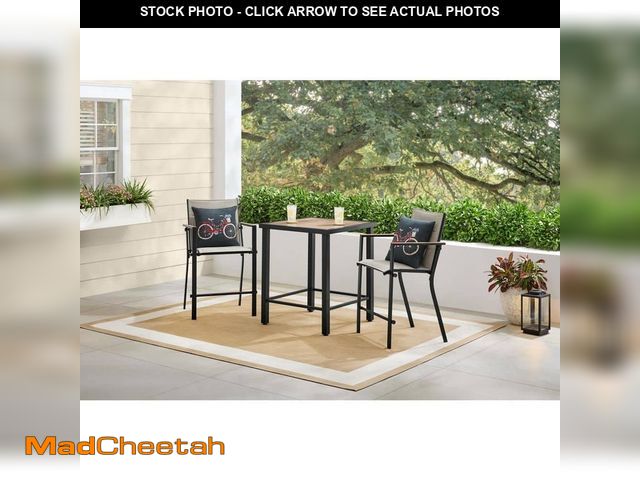 Lot 74-14439712 - Longview 3-Piece Metal Outdoor Counter Height Dining Set With Padded Sling - UNUSED