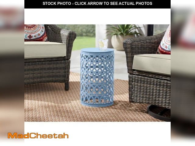 Lot 74-13052939 - Hampton Bay Surf Blue Metal 19.4 in. Outdoor Patio Garden Stool - UNUSED