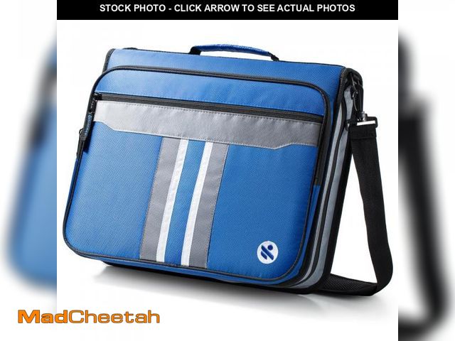 Lot 74-12438131 - Kinbashi 2-Inch 3 Rings Zipper Binder, Holds 15-Inch Laptop, Handle and Shoulder Strap Included, Blu...