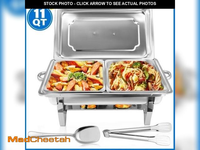 Lot 74-12166614 - Doulami Chafing Dish Chafer 11 QT Stainless Steel Food Warmer Foldable Stove Dish Set Rectangular Ch...