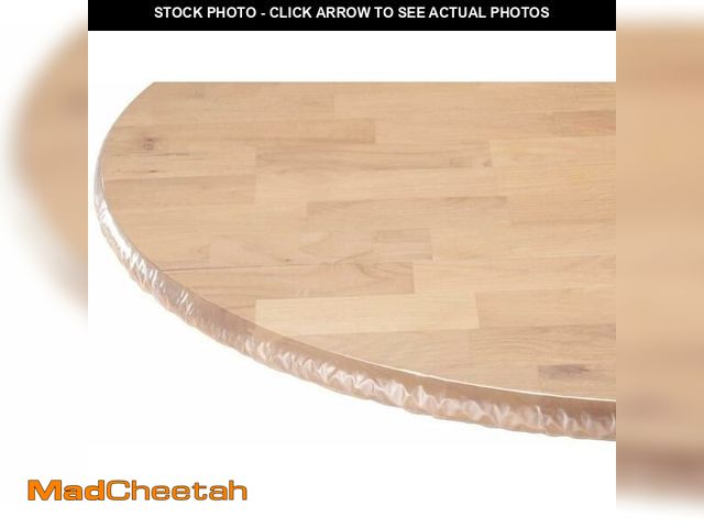 Lot 74-14215621 - Yourtablecloth Heavy Duty Clear Vinyl Round Fitted Tablecloth (Table Cover) Elasticized Tablecloth G...