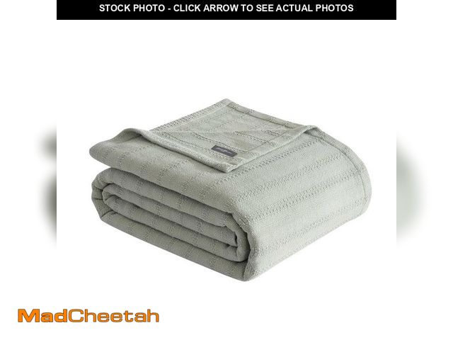 Lot 74-12683183 - Eddie Bauer Variegated Weave Stripe Green 100% Cotton King Blanket - UNUSED