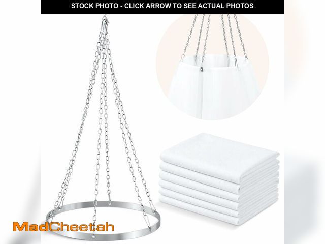 Lot 74-14145549 - Breling 5ft x 20ft 6 Panels 12 Inches Ceiling Drapes Hanging Kit with Drapery- Ceiling Hoop with Cur...
