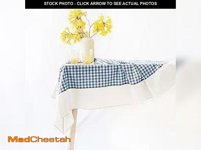 Lot 74-12127685 - MONDAY MOOSE Gingham Checkered Farmhouse Rustic Ruffle Style Decoration Round Natural Stonewashed Co...