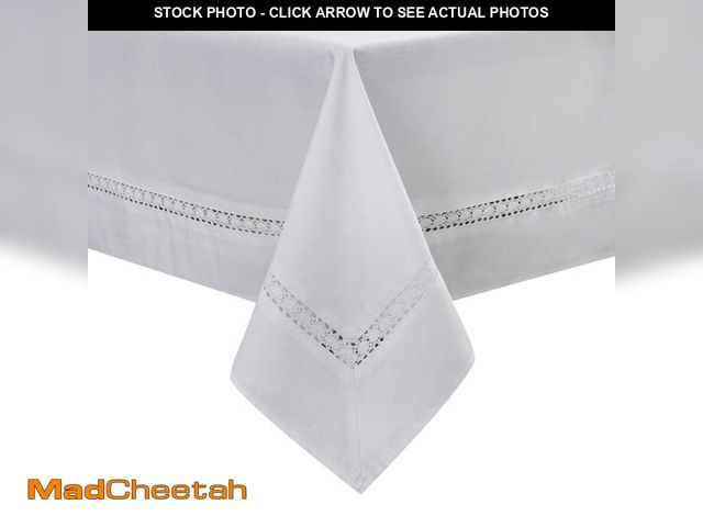 Lot 74-12215276 - EHouseHome Heavy Duty Fabric Tablecloth with White Lace-Waterproof/Wrinkle Free/Stain Resistant/Oil ...
