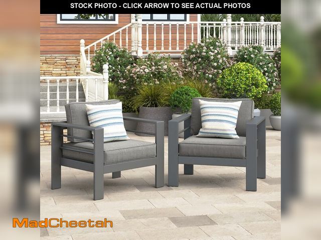 Lot 74-13664223 - Wisteria Lane Patio Furniture Metal Armchair, Set of 2, Metal Outdoor Chairs with Upgraded Cushions,...