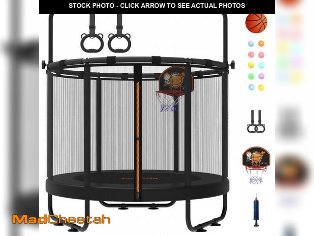 Lot 74-12540462 - (MISSING PUMP HOOPS,HANDLES) jumpfly 5FT Trampoline for Kids, 60" Toddler Trampoline Indoor with Adj...