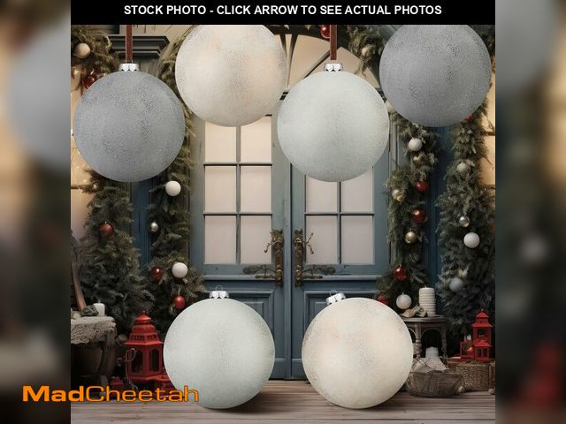 Lot 74-12975541 - Motionchic 6 Pcs 6 Inch Large Neutral Christmas Ball Ornaments Jumbo Big Rustic Textured Gray Beige ...