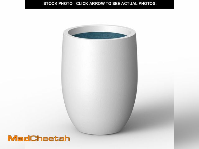 Lot 74-14049502 - Kante 11.8 Inch Tall Concrete Planter, Large Indoor Outdoor Plant Pot with Drainage, Smooth White Fi...