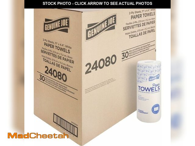 Lot 74-14068088 - Genuine Joe-GJO24080 2-Ply Household Roll Paper Towels (Pack of 30) - WHITE - UNUSED