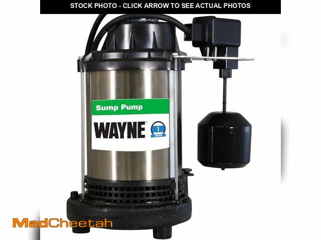 Lot 74-13803572 - Wayne 1 HP Heavy Duty Submerisble Cast Iron and Stainless Steel Sump Pump with NEW Switch - Removes ...