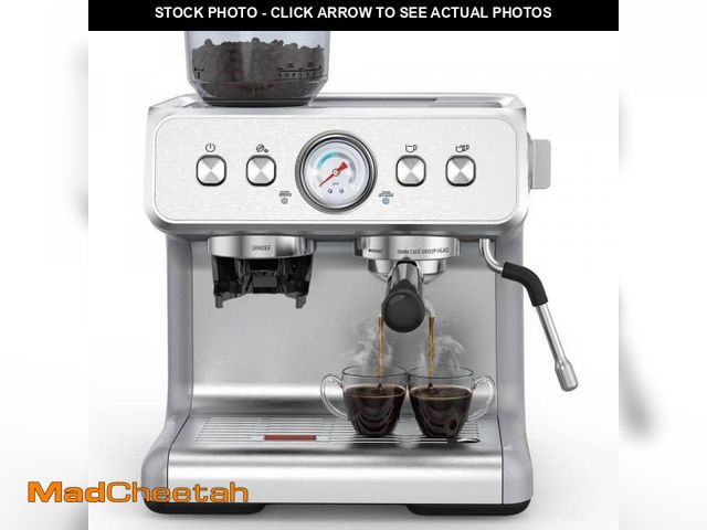 Lot 74-12145694 - COWSAR 2 Cup Semi-Automatic 15-Bar Espresso Machine with Built-In Grinder &amp; Milk Frother Coffee ...