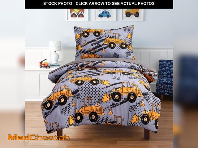 Lot 74-12310942 - NTBED 4 Pieces Construction Toddler Bedding Set for Baby Boys, Excavator Truck Vehicles Cars Printed...