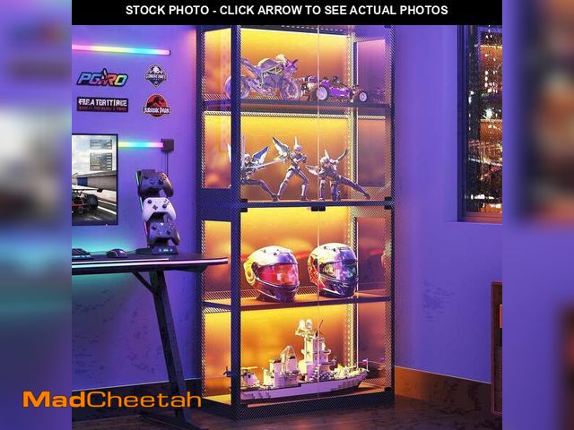 Lot 74-14581465 - Casacomoda Display Case with Glass Door &amp; LED Lights, 63" 4-Tier Curio Cabinet, Modern Glass Dis...