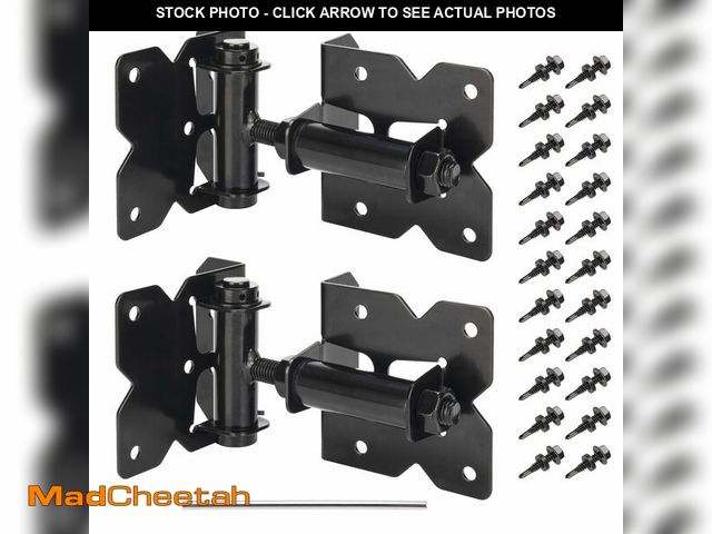 Lot 74-14152676 - Self Closing Gate Hinges, Heavy Duty Hardware for Outdoor Vinyl/Woodn Fence Gates, 90 Degree Adjusta...