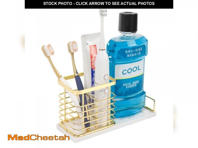 Lot 74-12049617 - HarJue Toothbrush Holder, Luxurious Metal Toothbrush Toothpaste Holder for Bathroom, Multi-Slots Ope...