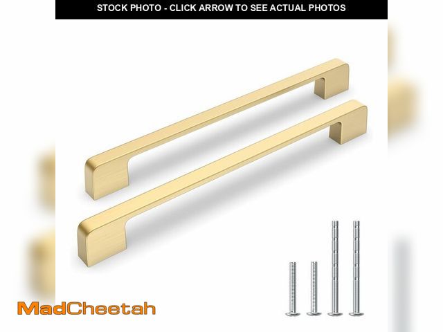 Lot 74-14210744 - Lepatape 10 Pack 8-1/16 Inch Brushed Gold Cabinet Pulls Solid Zinc Alloy Gold Cabinet Handles - Brus...