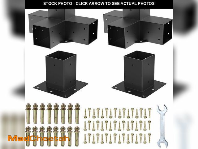 Lot 74-13041064 - (MISSING HARDWARE) Woodworks Pergola Brackets - Modular Modern Outdoor Pergola Hardware Kit - DIY El...