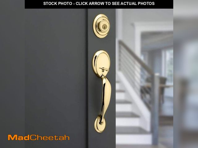 Lot 74-12086610 - (DENTED) Kwikset Dakota Polished Brass Single Cylinder Door Handleset with Tylo Door Knob Featuring ...