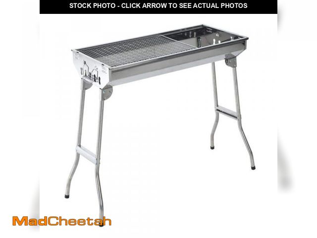 Lot 74-12492435 - Outsunny 28 in. Steel Small Portable Folding Charcoal BBQ Grill in Silver with Lightweight Design &a...
