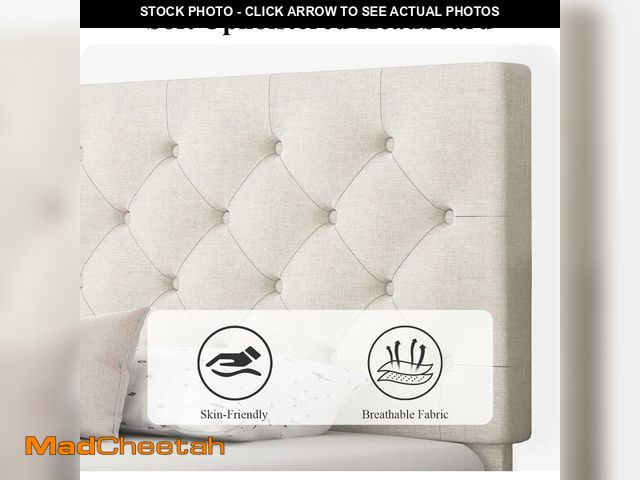 Lot 74-13636974 - (HEADBOARD ONLY)HOMBCK Queen Bed Frame Headboard, Linen Fabric Upholstered Headboard, Button Tufted,...