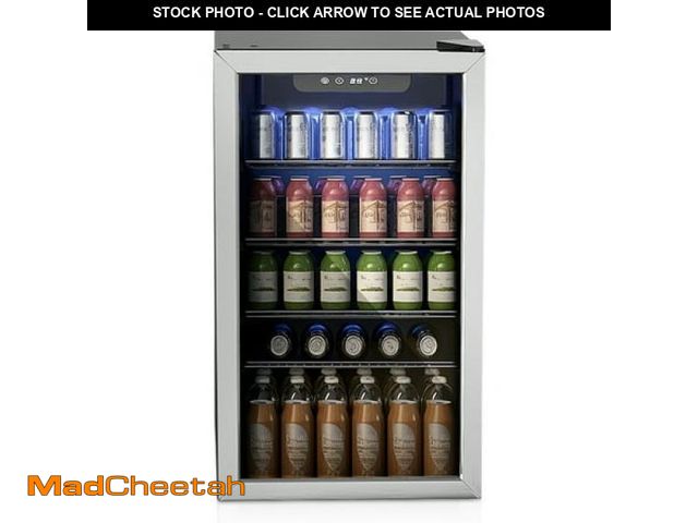Lot 74-12338784 - Simzlife 126 Can Beverage Refrigerator and Cooler with Glass Door for Home  17.5 in D  31.5 in H  Si...