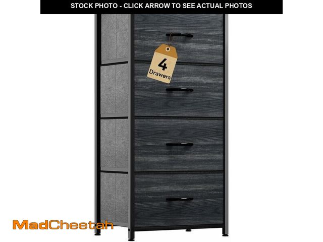 Lot 74-12543992 - DWVO 4 Drawers Dresser, Dresser for Bedroom, Fabric Storage Tower, Chest of Drawers, Organizer Unit ...