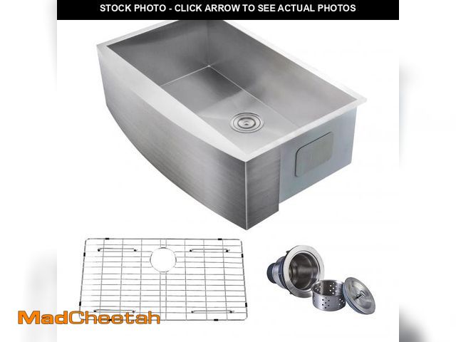 Lot 74-12516609 - *SEE DETAILS* Comllen Commercial 33 Inch 304 Stainless Steel Farmhouse Sink, Single Bowl Kitchen Sin...