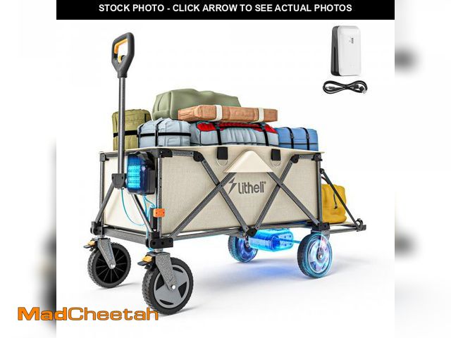 Lot 74-12277223 - Litheli Electric Utility Wagon Cart, 200L Capacity, 300 lbs Load, Foldable Heavy-Duty Design with Al...