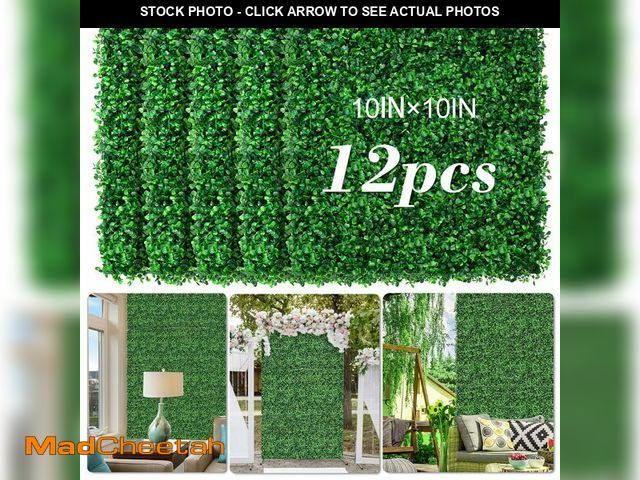 Lot 74-13566199 - AOKIE 10"X10" Artificial Grass Wall, 12Pcs Boxwood Hedge Wall Panels UV-Anti Grass Backdrop Wall Dec...