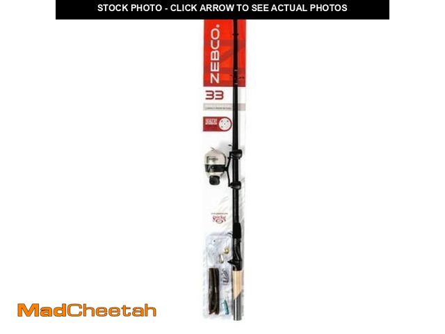 Lot 74-12427485 - (MISSING TACKLE) Zebco 33 Bass and Gamefish 5 8  Medium Action Spincast Combo with Strike King Baits...