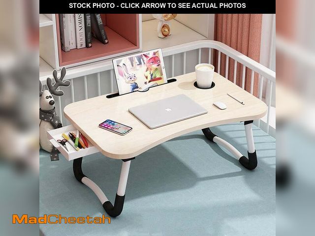 Lot 74-14434972 - PHANCIR Foldable Lap Desk, 23.6 Inch Portable Wood Laptop Desk Table Workspace Organizer Bed Tray wi...