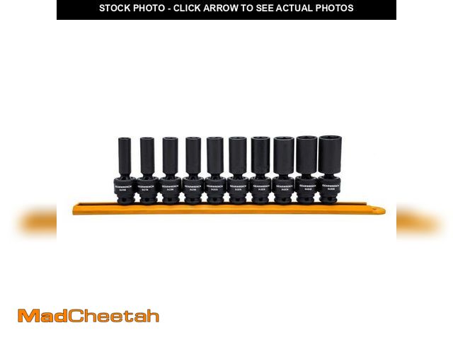 Lot 74-14283275 - GEARWRENCH 3/8 in. Drive 6-Point Metric Deep Universal Impact Socket Set (10-Piece) - UNUSED