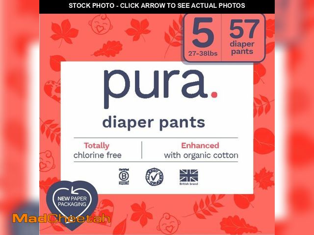 Lot 74-13733947 - Pura Hypoallergenic Diaper Pants Size 5 (27-38 lbs) Overnight, up to 12 Hours Leak Protection, Suita...