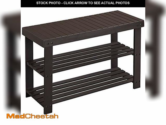 Lot 74-12829209 - SONGMICS Shoe Rack Bench, 3-Tier Bamboo Shoe Storage Organizer, Entryway Bench, Holds Up to 286 lb, ...