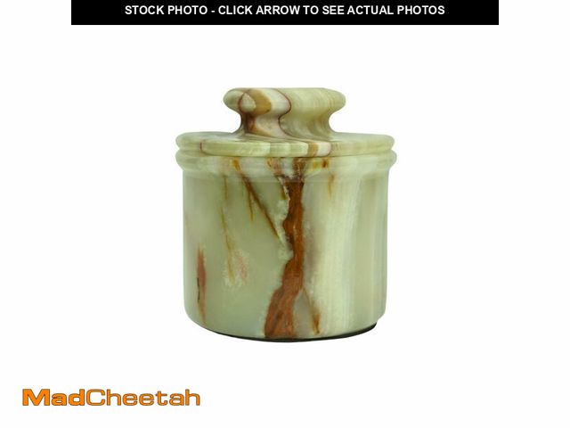 Lot 74-12701259 - Green Onyx Butter Keeper - Round Marble Butter Dish for Countertop, 4" x 3.5" Butter Crock, Natural ...