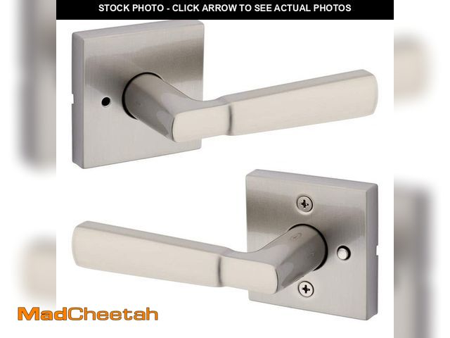 Lot 74-14074754 - Kwikset Perth Satin Nickel Reversible Square Straight Bed/Bath Door Handle - UNUSED