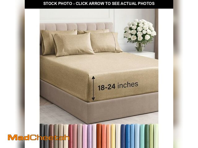 Lot 74-12971871 - Extra Deep King Sheet Set - 6 Piece Breathable and Cooling Sheets - Hotel Luxury Bed Sheets Set - Ea...