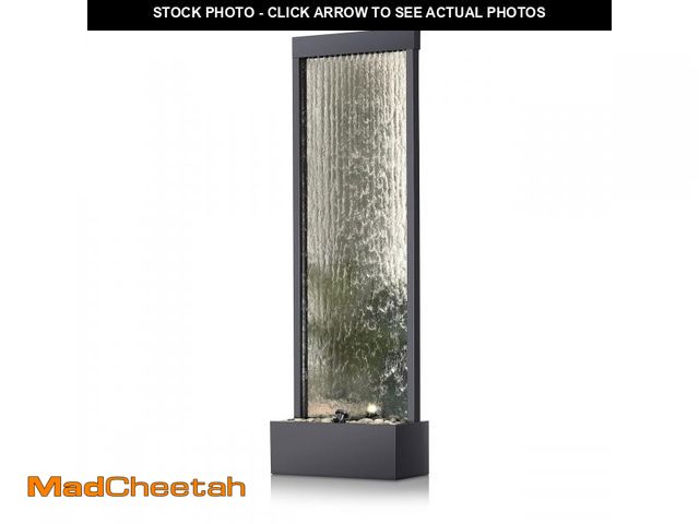 Lot 74-12165931 - Alpine Corporation Mirror Waterfall Fountain with Stones and Lights - Zen Indoor/Outdoor Decor for O...
