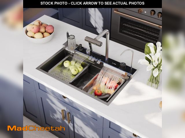 Lot 74-12675072 - DEERVALLEY 29.5 in. Drop-in Single Bowl Black 18 Gauge Stainless Steel Kitchen Sink with Digital Dis...