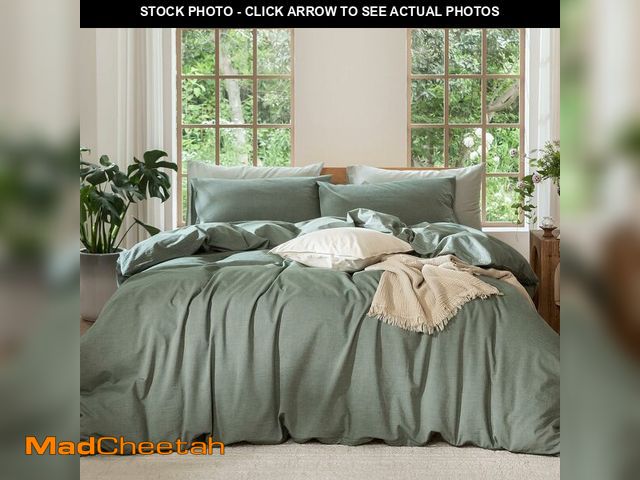 Lot 74-13952521 - MooMee Bedding Duvet Cover Set 100% Washed Cotton Linen Like Textured Breathable Durable Soft Comfy ...
