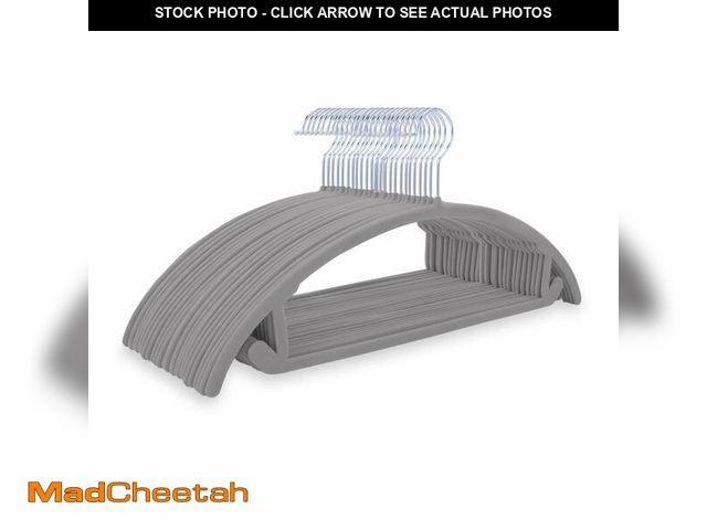 Lot 74-12714936 - MIZGI Premium Velvet Hangers 30 Pack Heavyduty- Non Slip No Shoulder Bump Suit Hanger - Chrome Hooks...