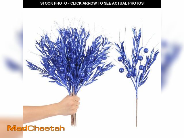 Lot 74-12977310 - RoseCraft 10PCS Christmas Tree Decorations, Artificial Glitter Berry Stems Branches, for Christmas T...