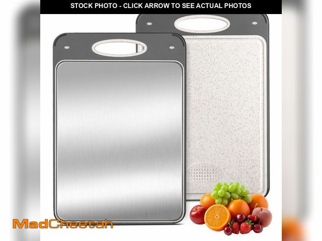 Lot 74-12706530 - Titanium Cutting Boards for Kitchen Non Toxic Ã¢â¬â Double Sided Metal for Meat/Fish &amp; Wheat ...