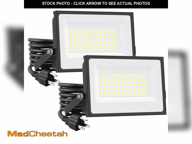 Lot 74-12457363 - Onforu 60W Flood Lights Outdoor, 8400lm Bright LED Work Light with Plug, 6500K Daylight White LED Fl...