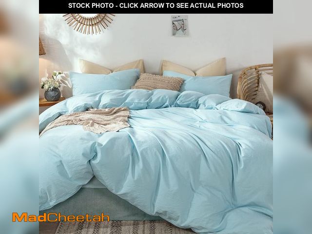 Lot 74-12050936 - MooMee Bedding Duvet Cover Set 100% Washed Cotton Linen Like Textured Breathable Durable Soft Comfy ...