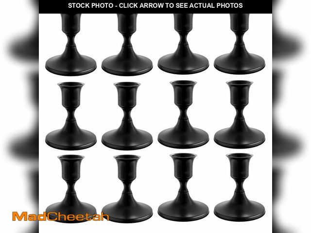 Lot 74-12719329 - zeochyni 12PCS Black Taper Candle Holders Set, Vintage Metal Candlestick Holders for Dinner Room Tab...
