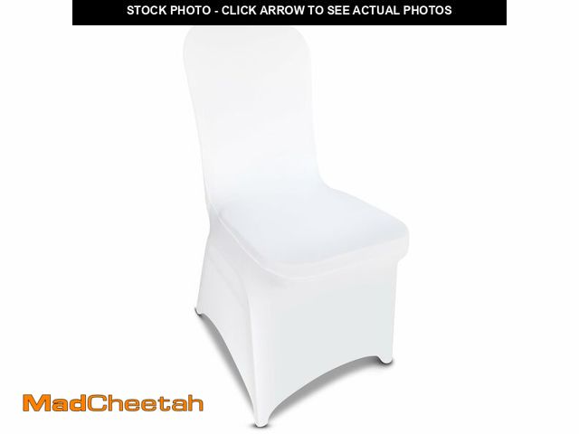 Lot 74-12438612 - LGJIAOJIAO 50 Pieces White Chair Covers - Versatile Stretch Polyester Spandex Dining Chair Slipcover...