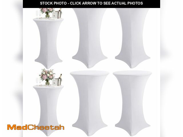 Lot 74-14149281 - KeyWave Cocktail High Top Table Covers - 32x43 Inch Fitted Spandex Round Cocktail Tablecloth for Bar...
